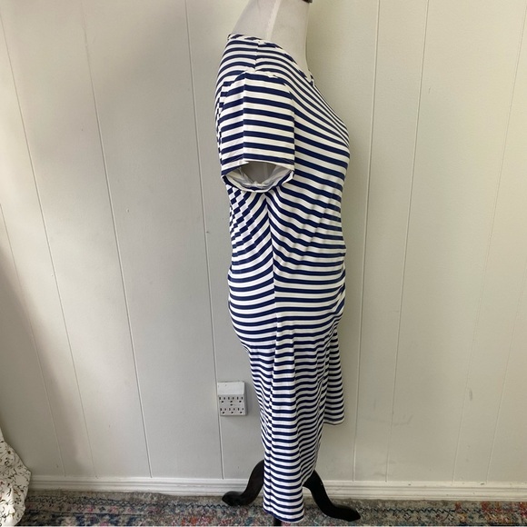 J MCLAUGHLIN Cap Sleeve Elora Dress Size XL White Navy  Blue Catalina Cloth - Picture 11 of 15